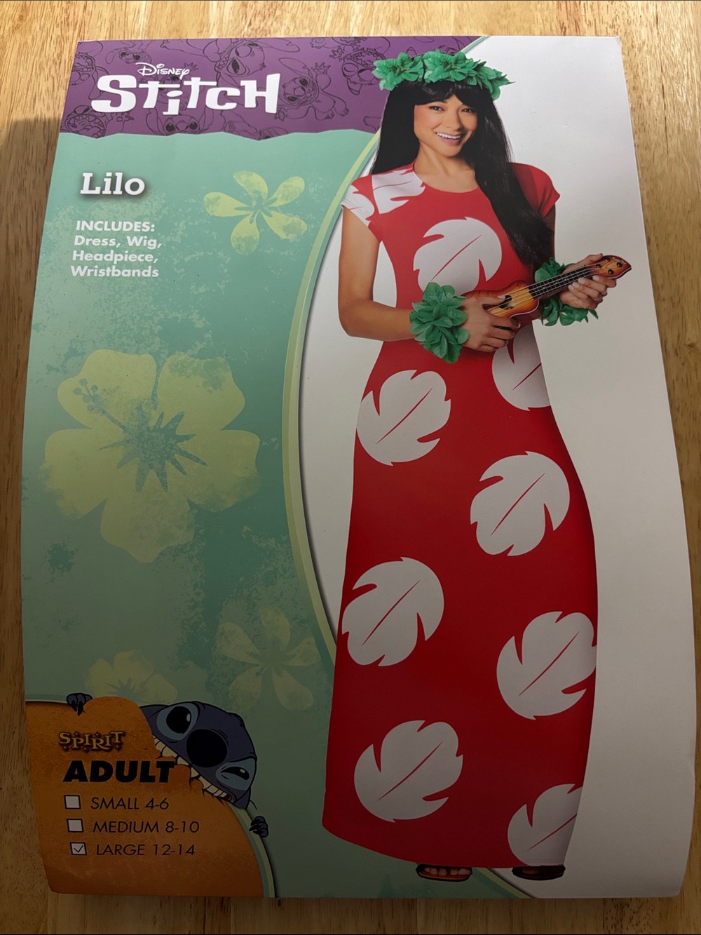 I Spirit Adult Disney Lilo Red Maxi Dress and black wig size Large  Hawaiian